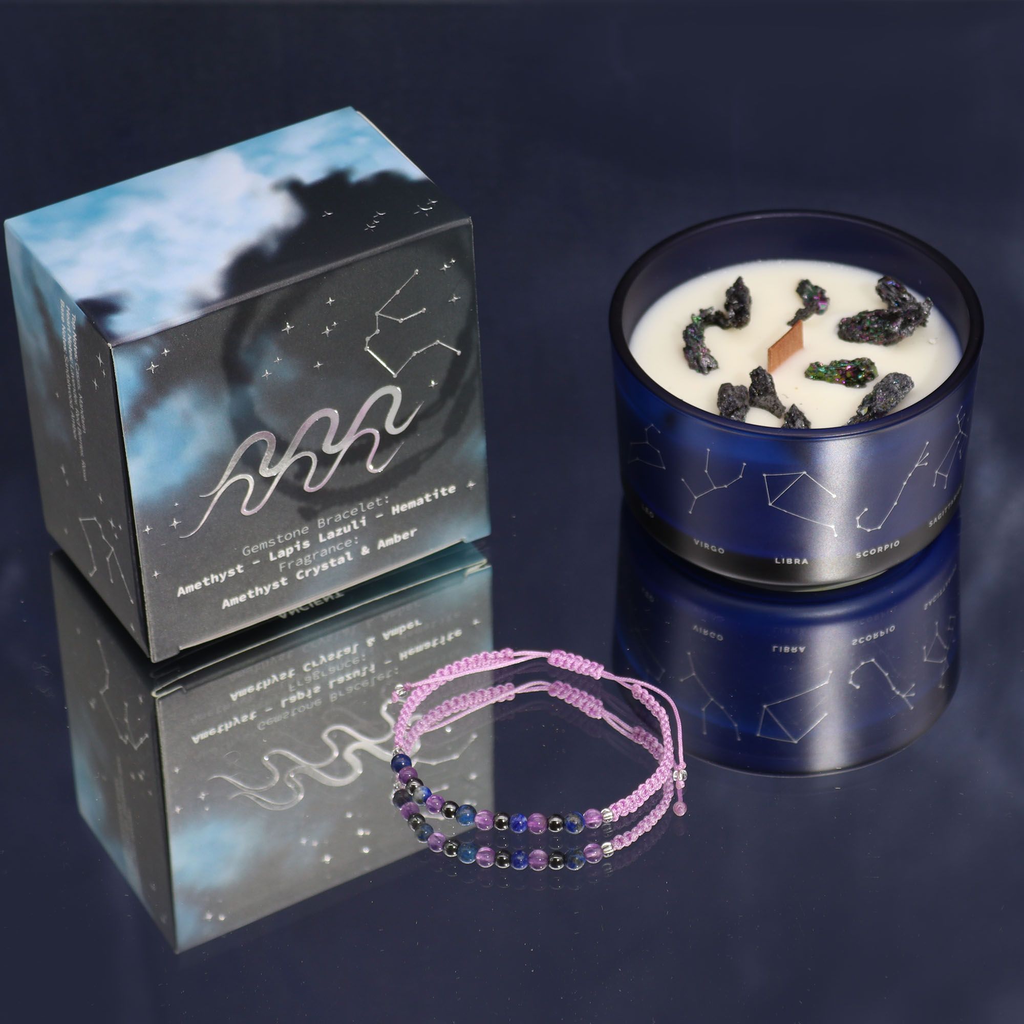 Aquarius Harmony Candle with Crystal Bracelet