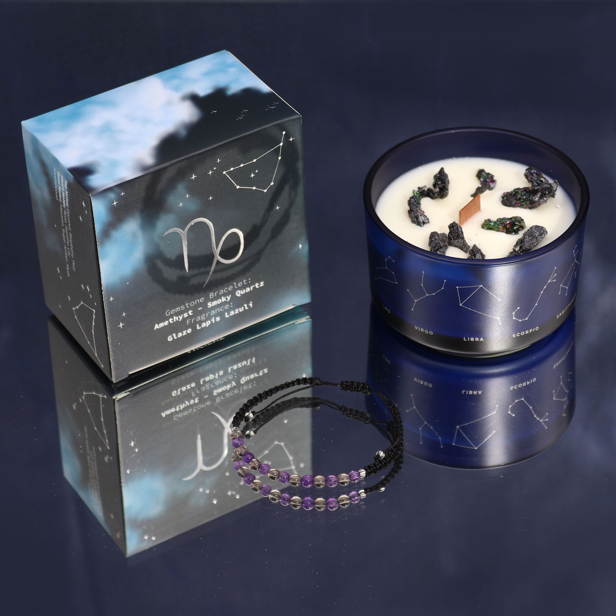 Capricorn Harmony Candle with Crystal Bracelet