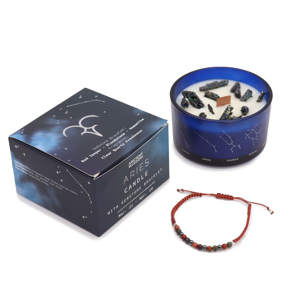 Aries Harmony Candle with Crystal Bracelet