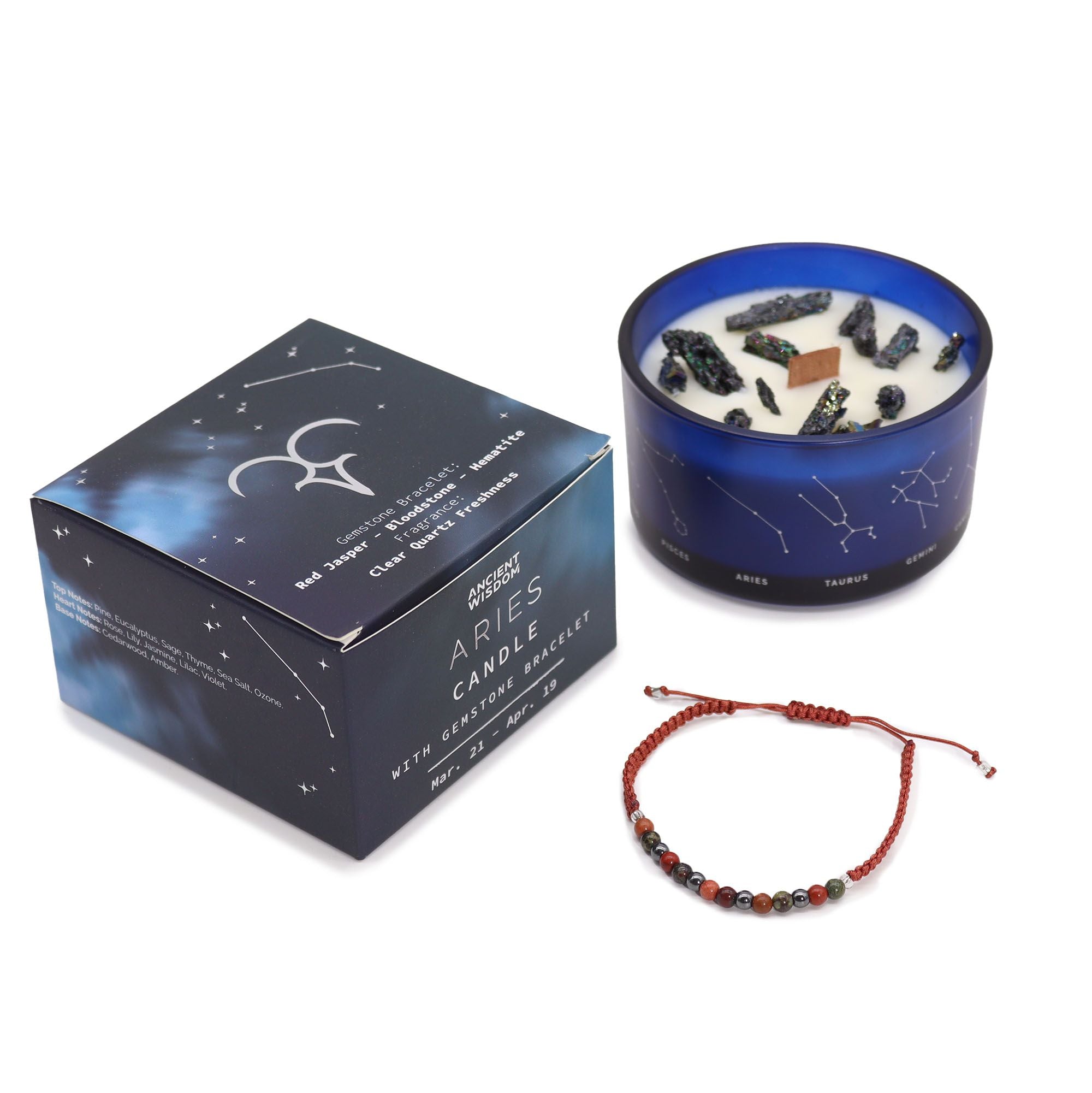 Aries Harmony Candle with Crystal Bracelet