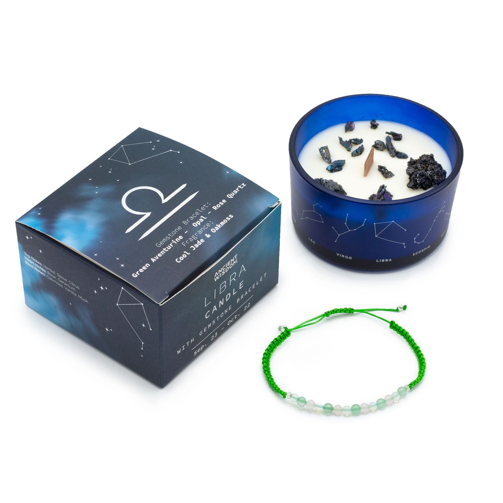 Libra Harmony Candle with Crystal Bracelet