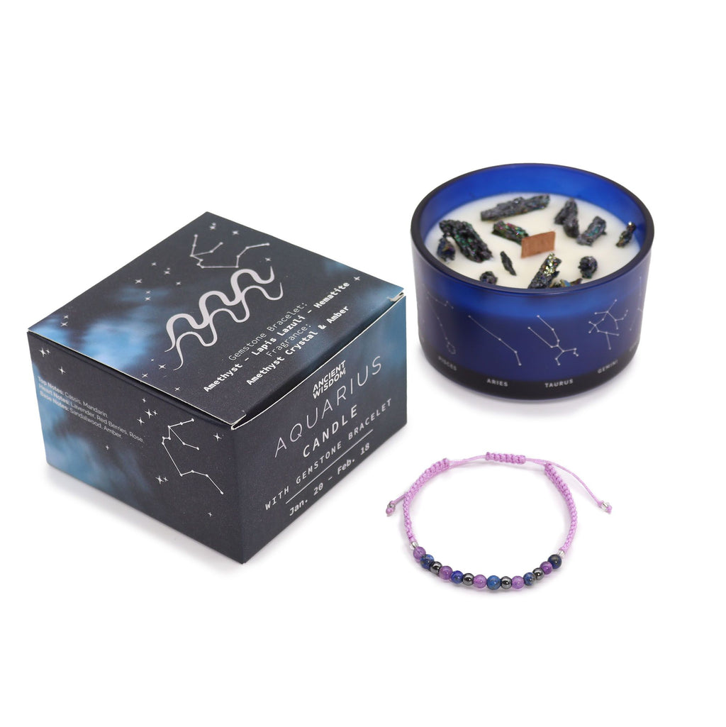 Aquarius Harmony Candle with Crystal Bracelet