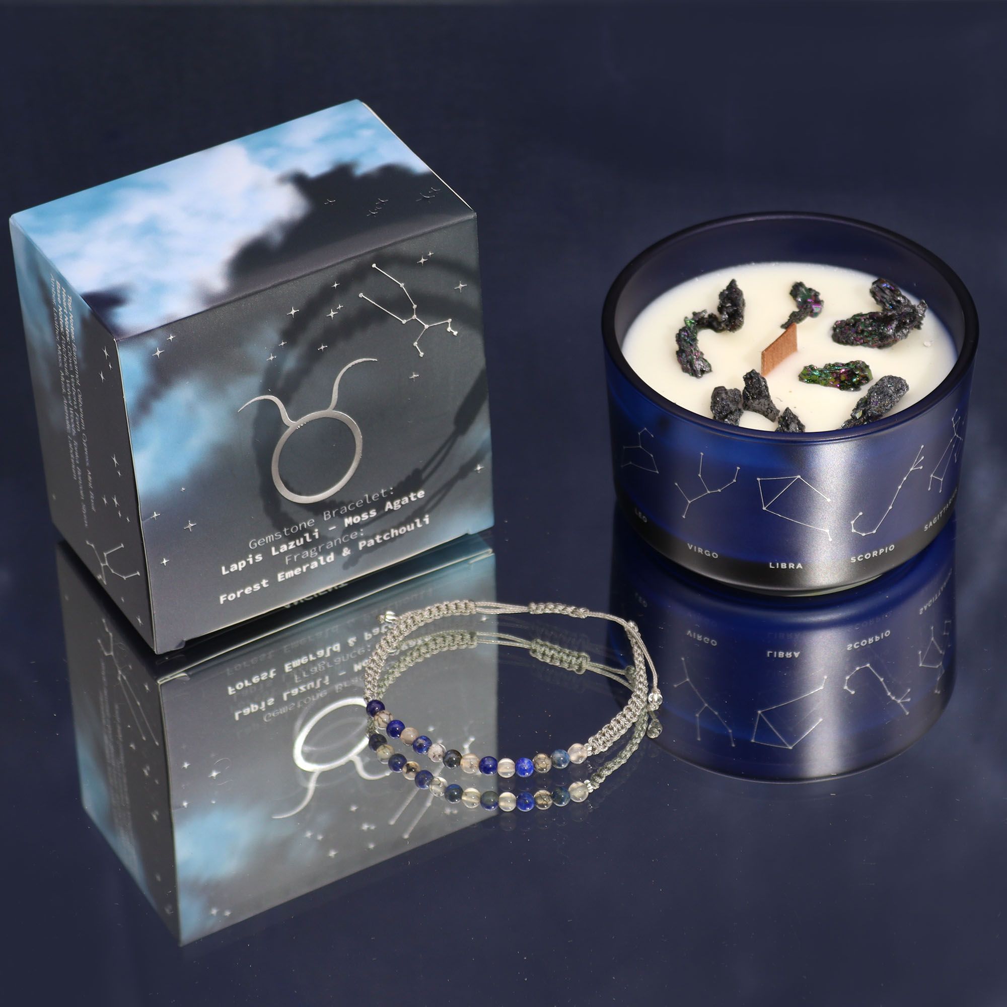 Taurus Harmony Candle with Crystal Bracelet