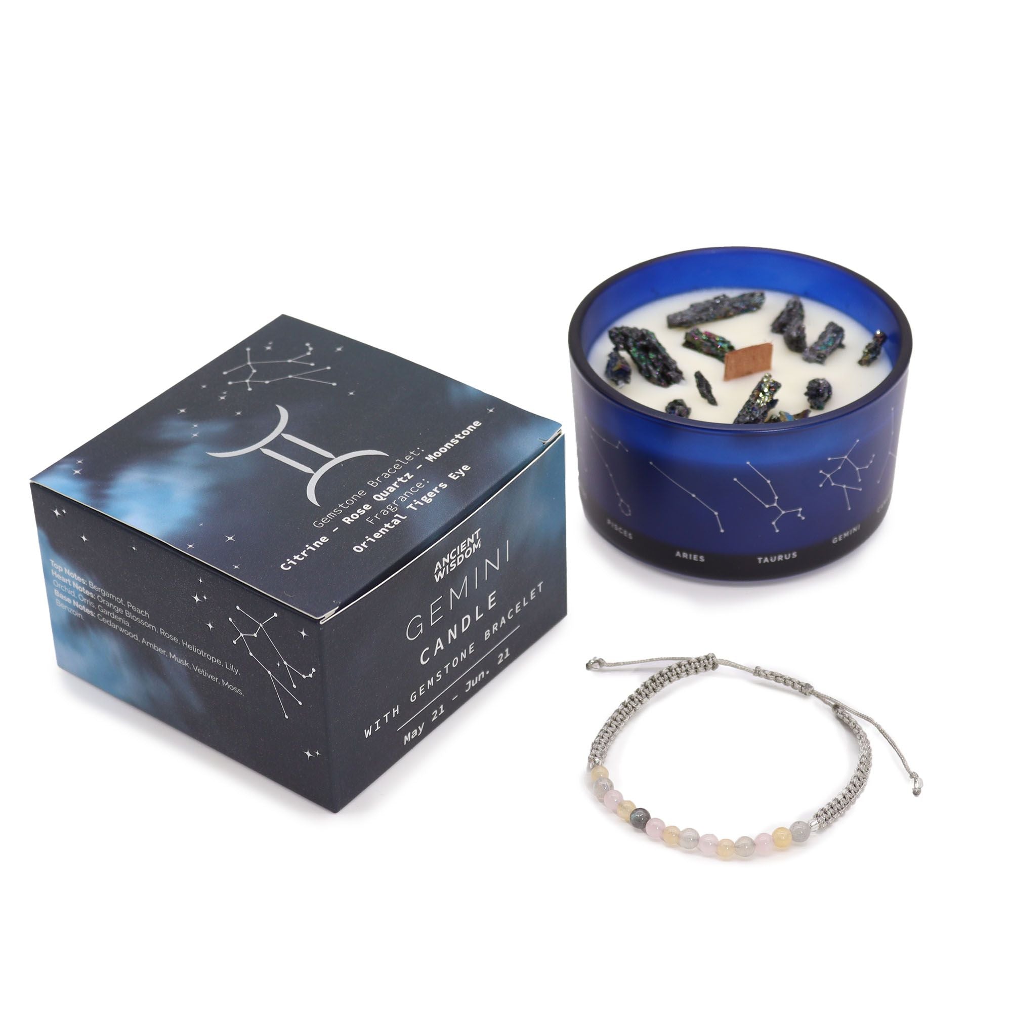 Gemini Harmony Candle with Crystal Bracelet