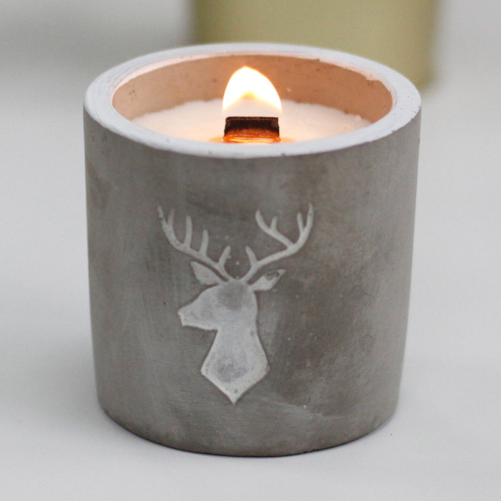 Med Concrete Soy Candle - Stag Head - Whiskey & Woodsmoke