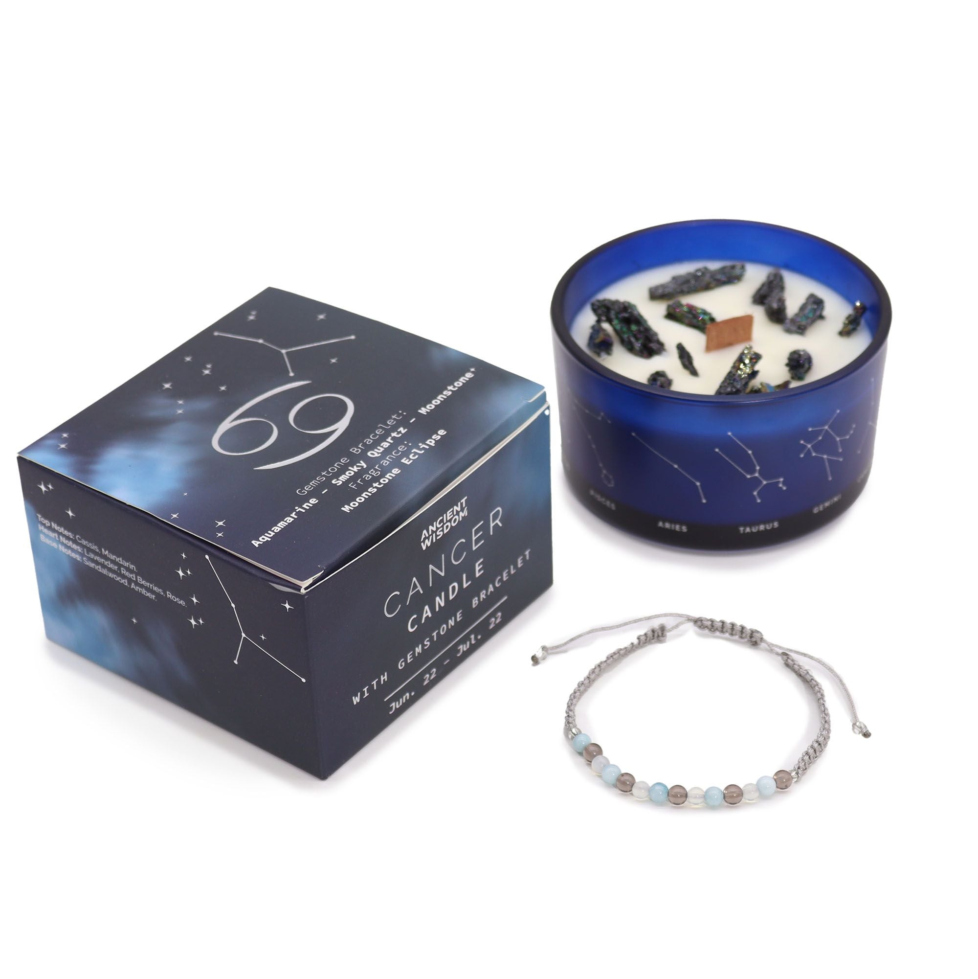 Cancer Harmony Candle with Crystal Bracelet
